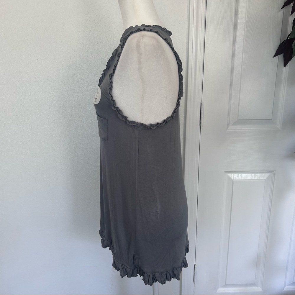Charcoal Ruffle Trim Tank Top - Picture 5 of 9